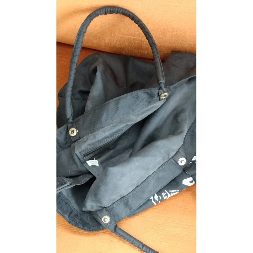V I N T A G E Jordache Nylon Tote Bag 1980's Snap Top Monochrome Mall Retro Prep